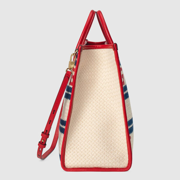 グッチ かごバッグ コピー オンライン限定 CANNES ストライプ トートバッグ 663709 JFIDG 9879